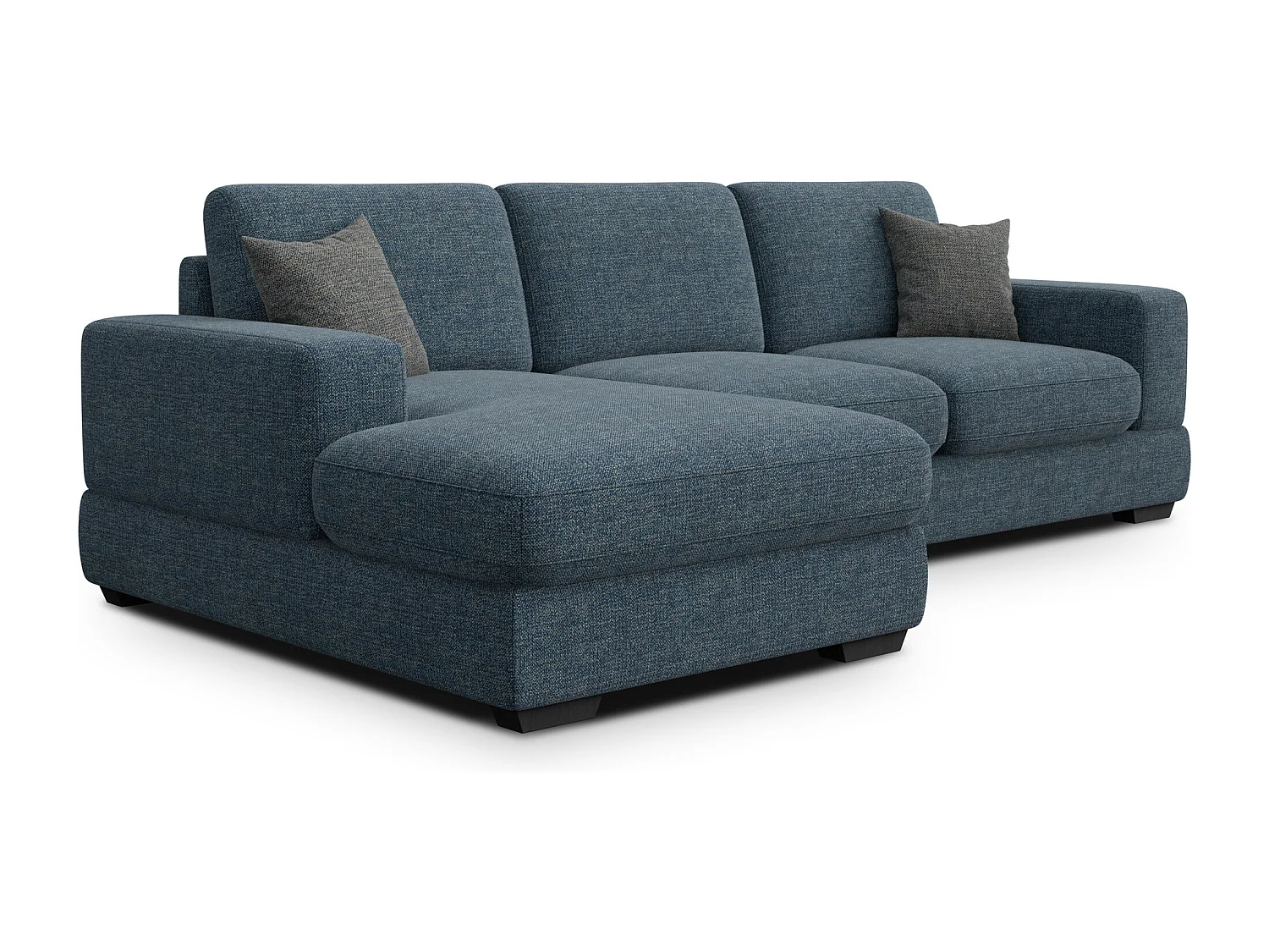 Canapé d'angle gauche 4 places OTTO, tissu bleu marine