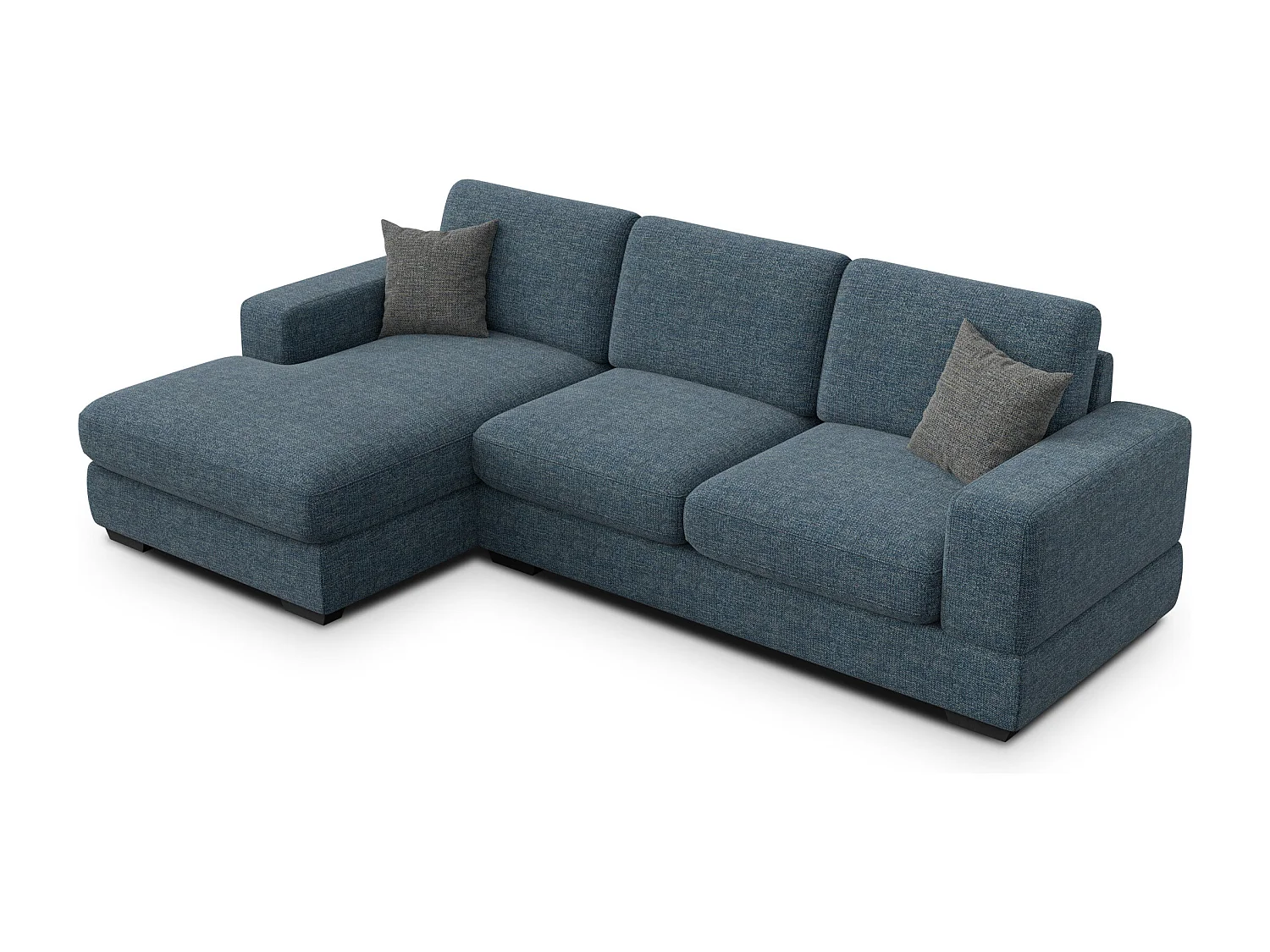 Canapé d'angle gauche 4 places OTTO, tissu bleu marine