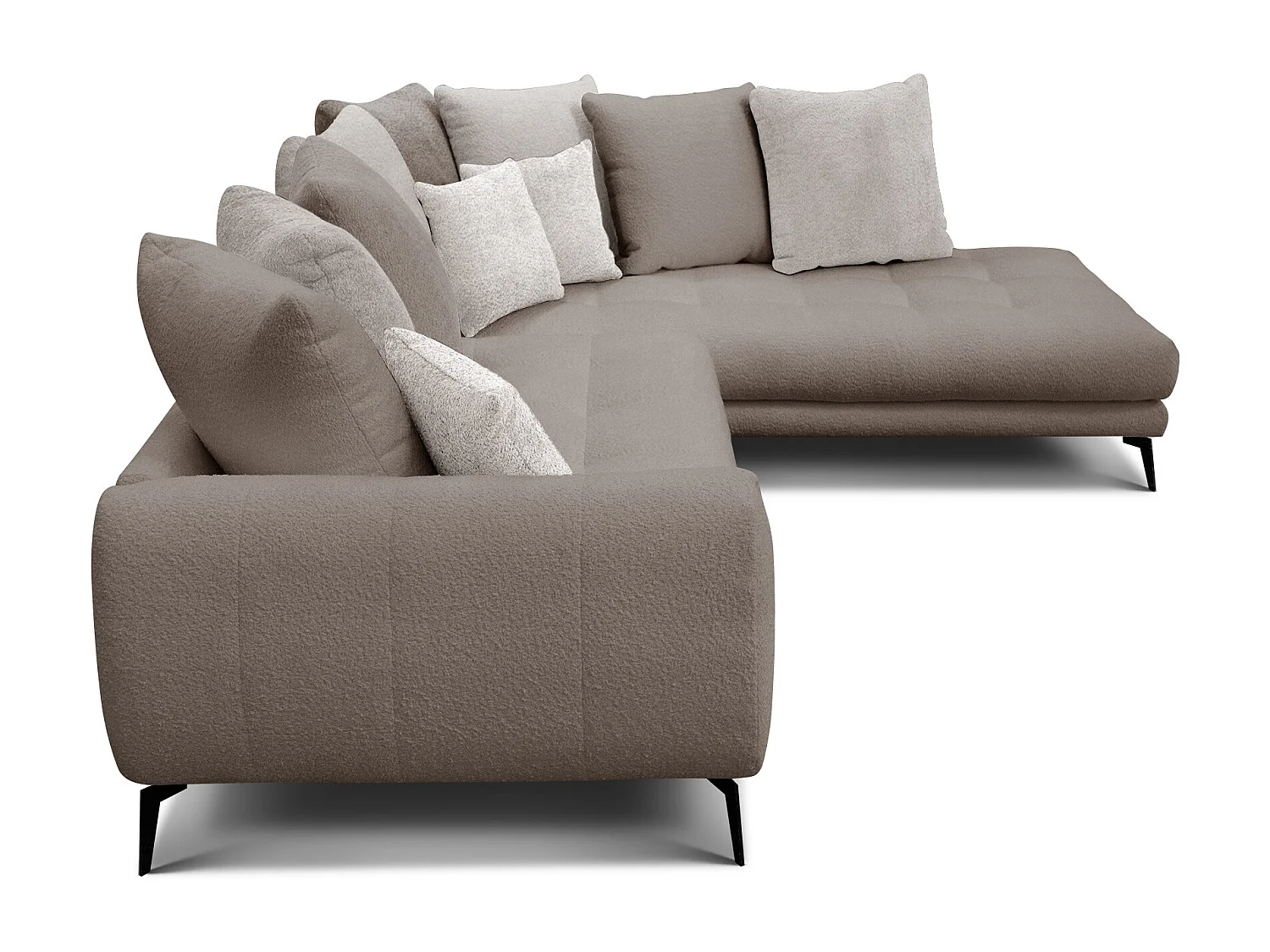 Canapé d'angle 5 places CALME, tissu beige et écru