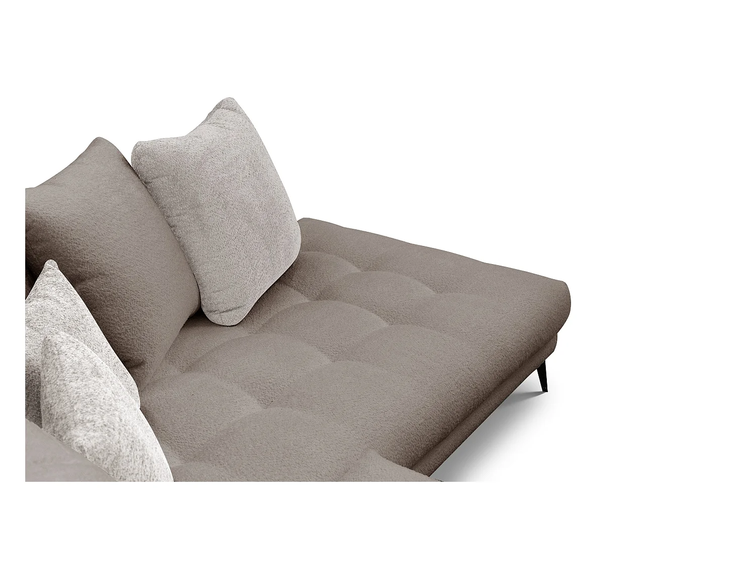Canapé d'angle 5 places CALME, tissu beige et écru
