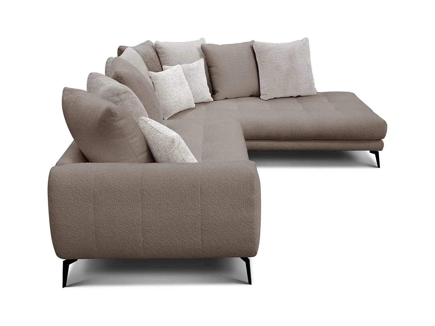 Canapé d'angle 5 places CALME, tissu beige et écru