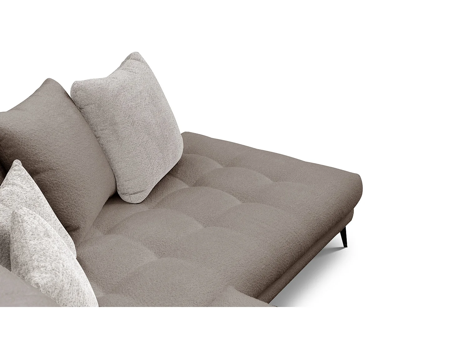 Canapé d'angle 5 places CALME, tissu beige et écru