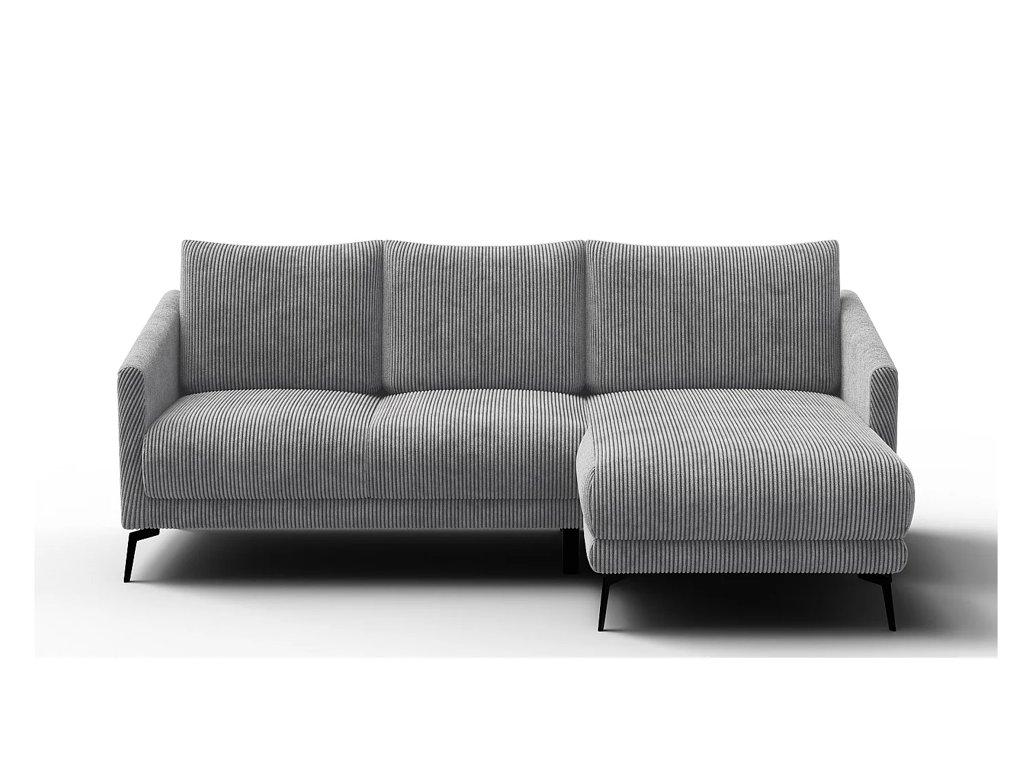 Canapé d'angle droit 3 places VILT, tissu gris clair