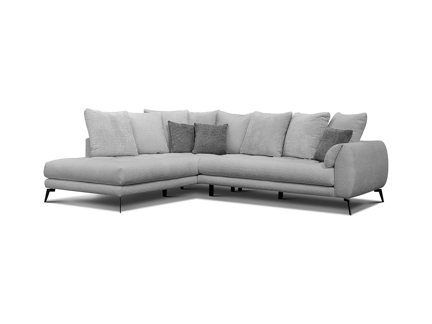 Canapé d'angle 5 places CALME, tissu gris clair