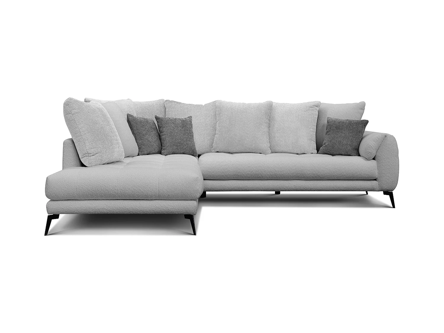 Canapé d'angle 5 places CALME, tissu gris clair