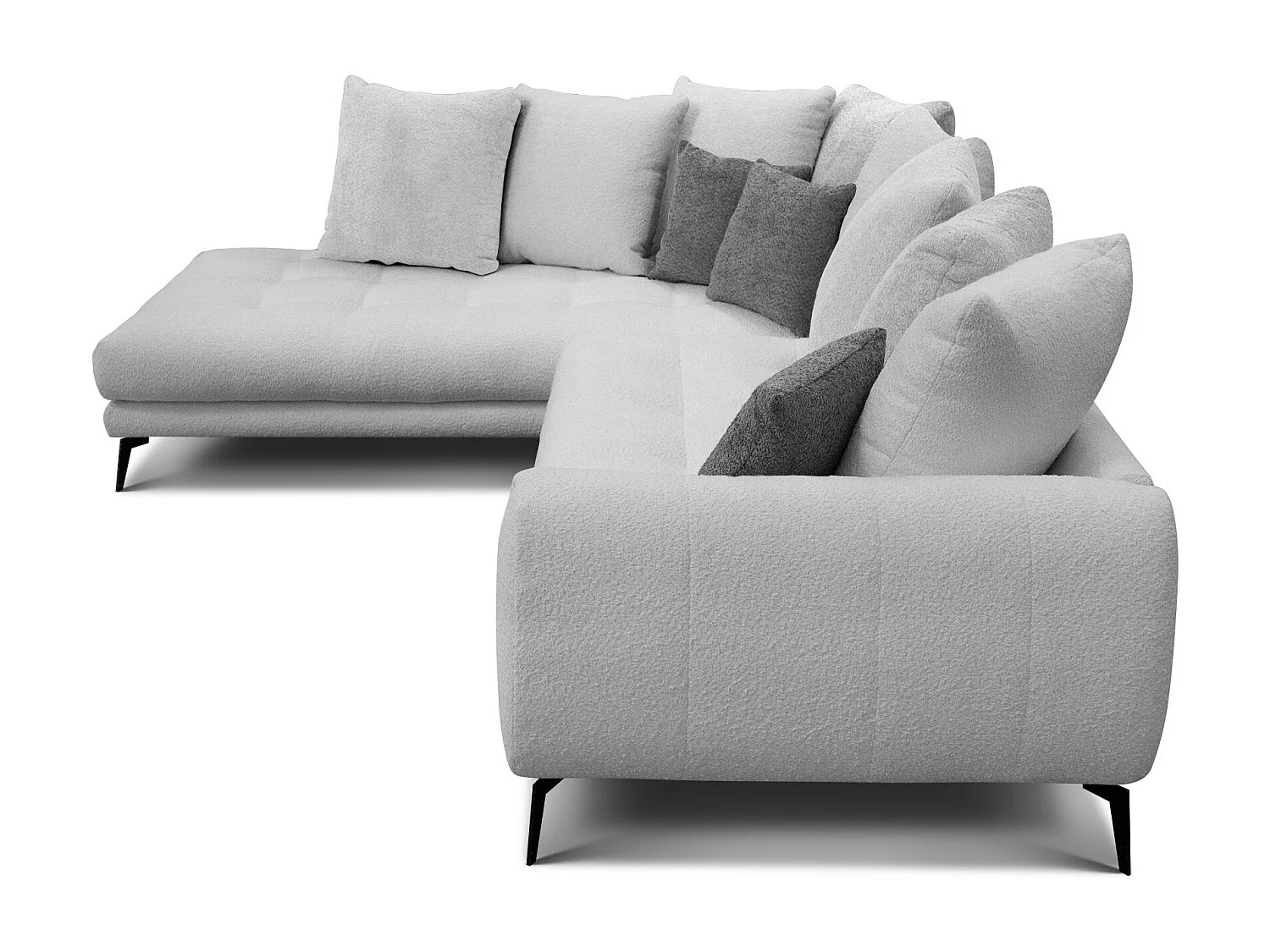 Canapé d'angle 5 places CALME, tissu gris clair