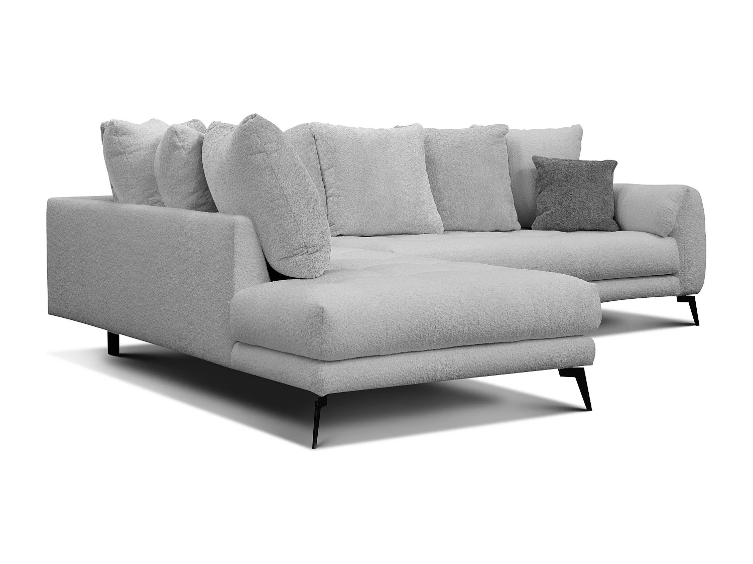 Canapé d'angle 5 places CALME, tissu gris clair