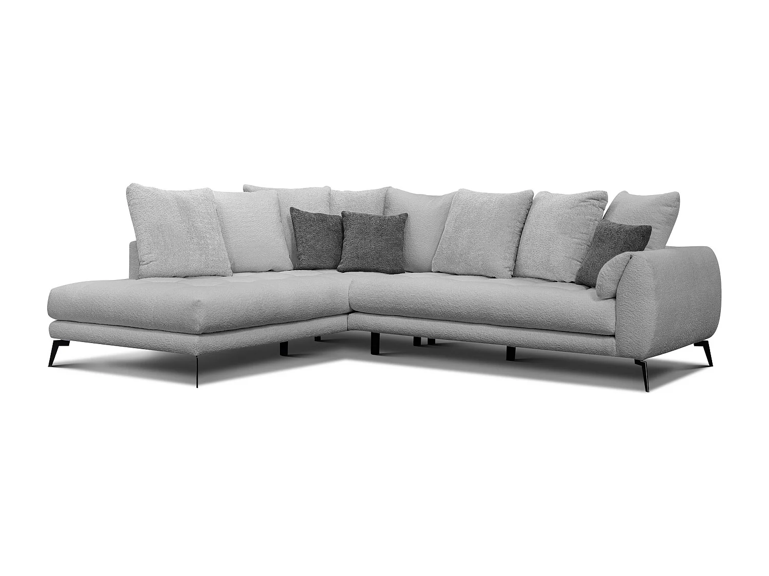Canapé d'angle 5 places CALME, tissu gris clair