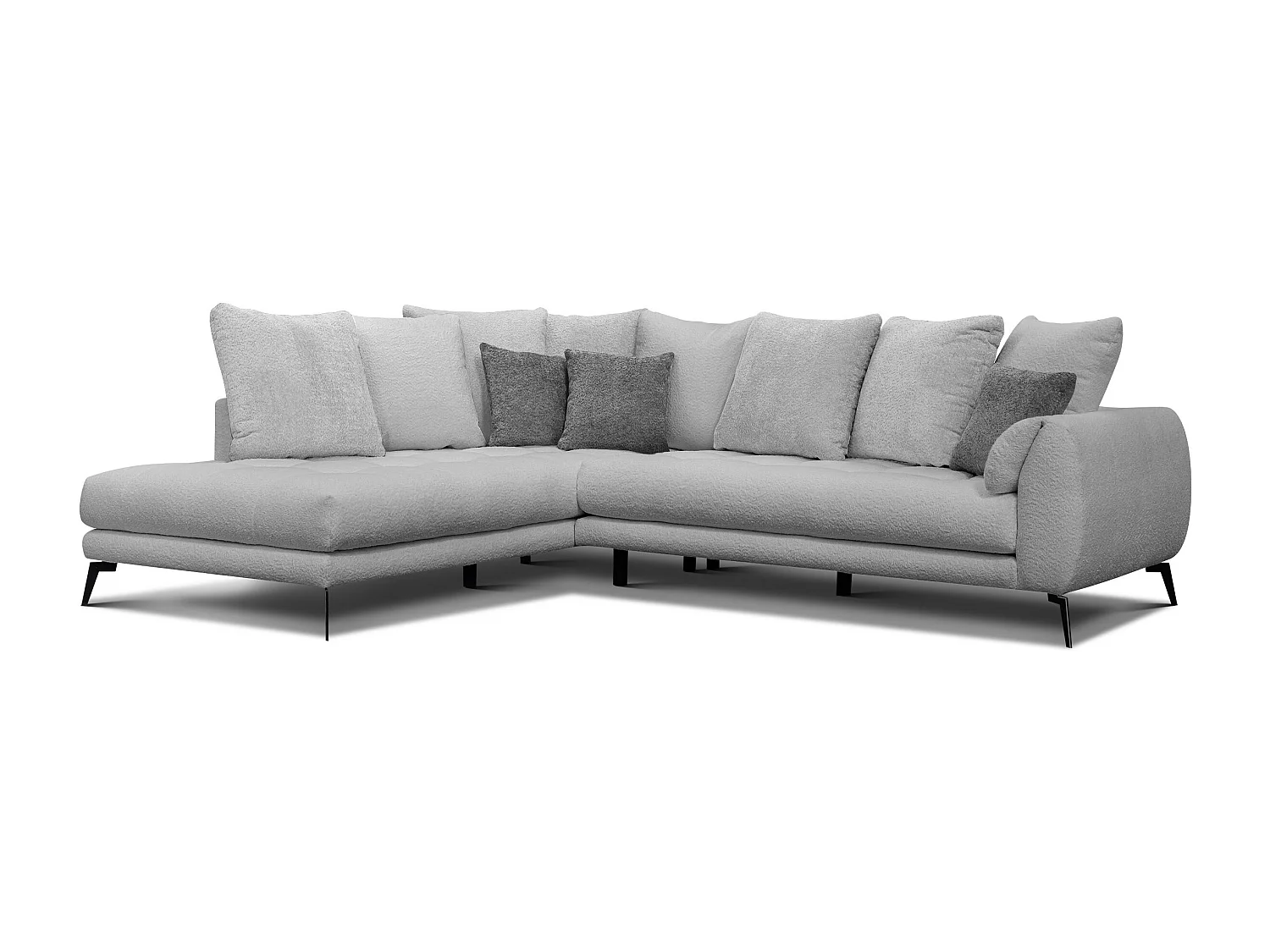 Canapé d'angle 5 places CALME, tissu gris clair