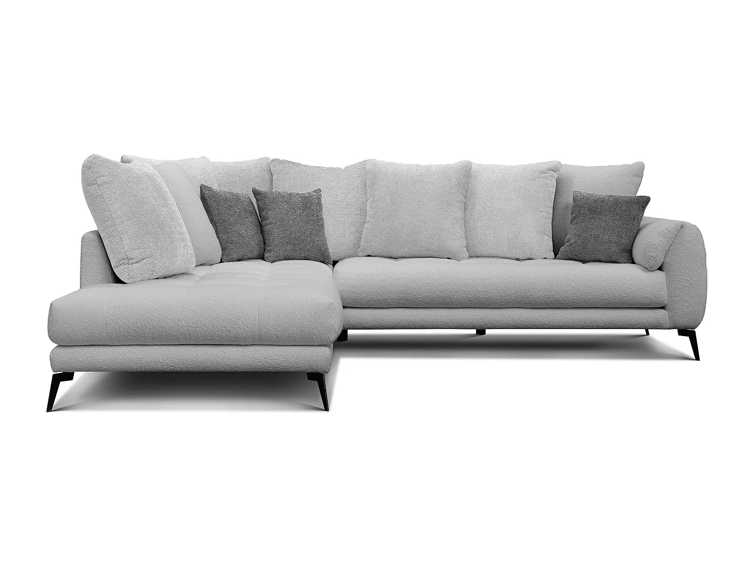 Canapé d'angle 5 places CALME, tissu gris clair