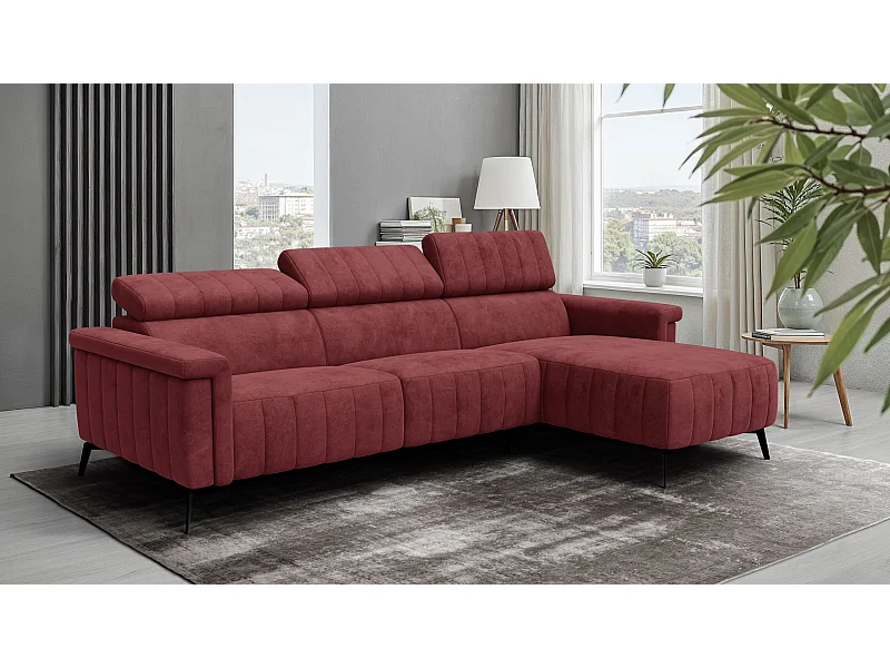 Canapé d'angle 4 places NORDEL, tissu bordeaux