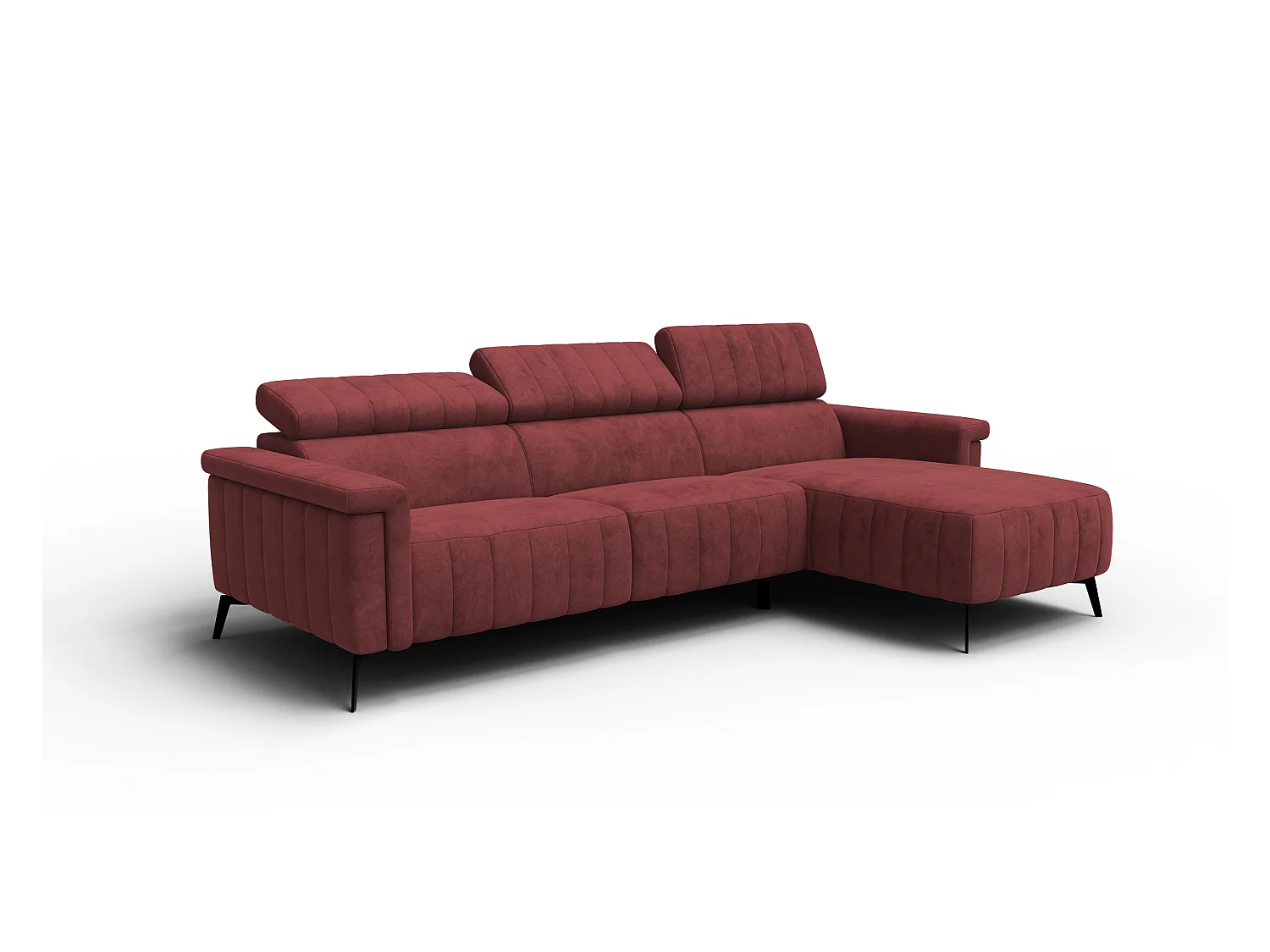 Canapé d'angle 4 places NORDEL, tissu bordeaux