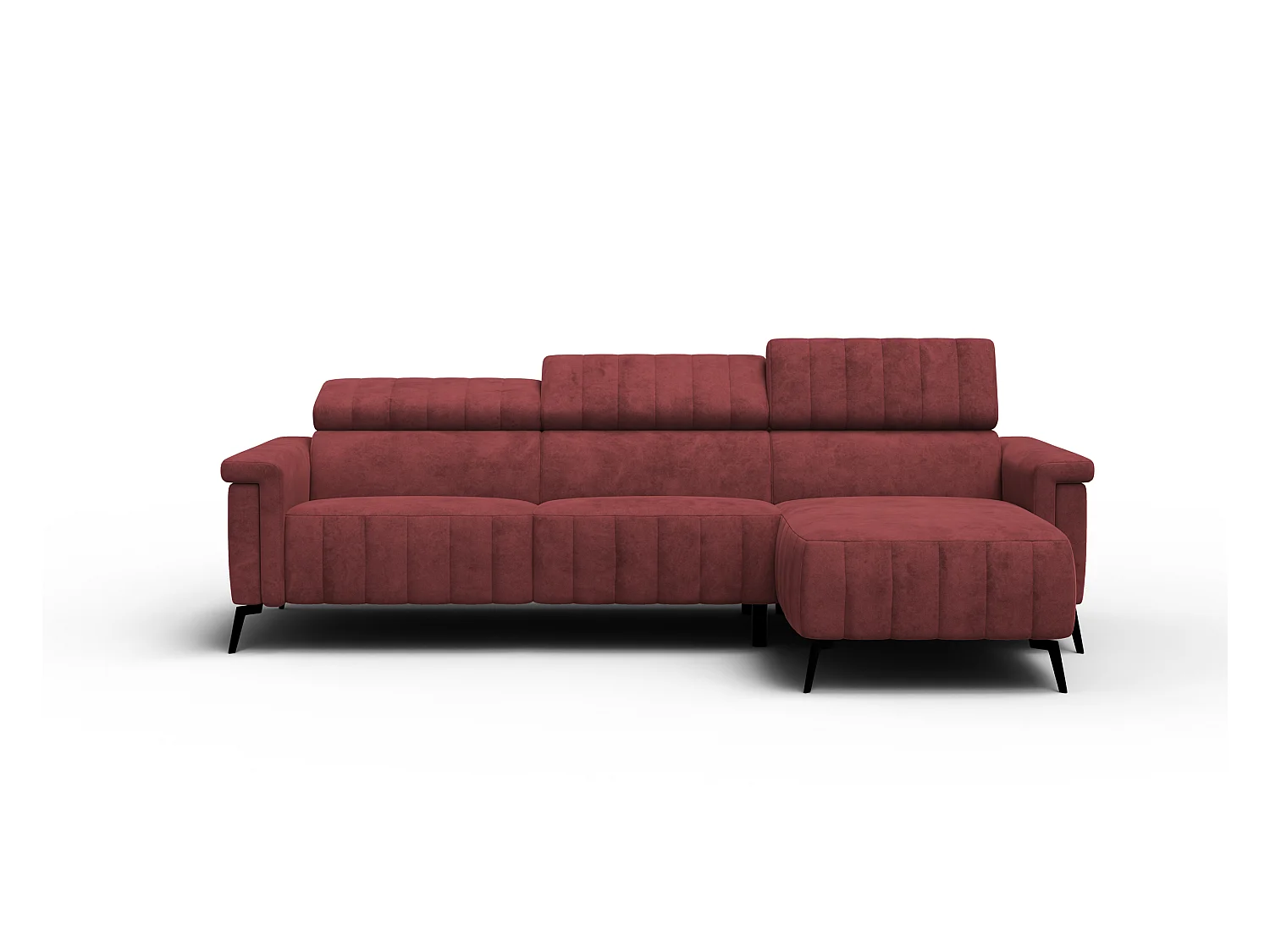 Canapé d'angle 4 places NORDEL, tissu bordeaux