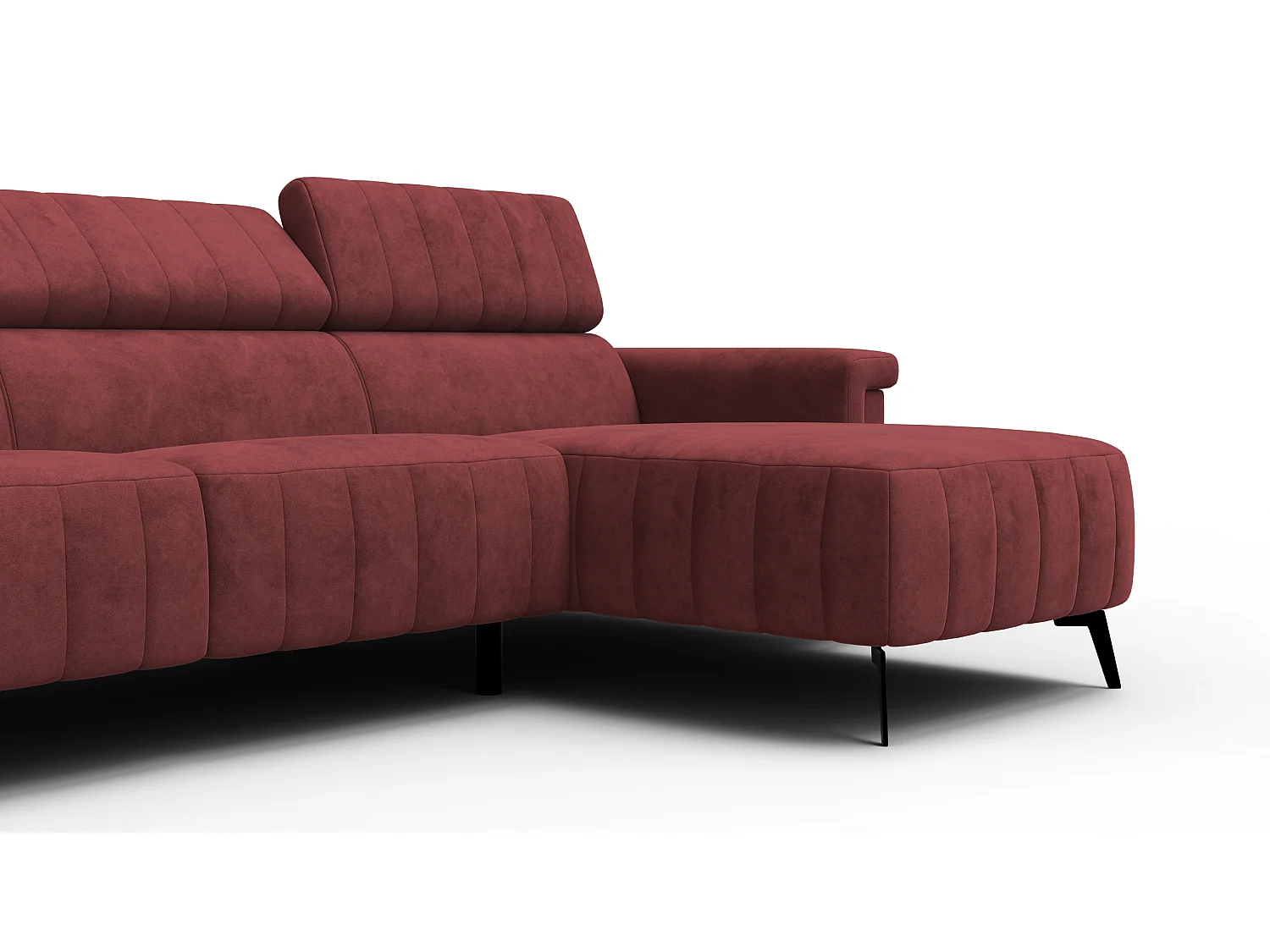 Canapé d'angle 4 places NORDEL, tissu bordeaux