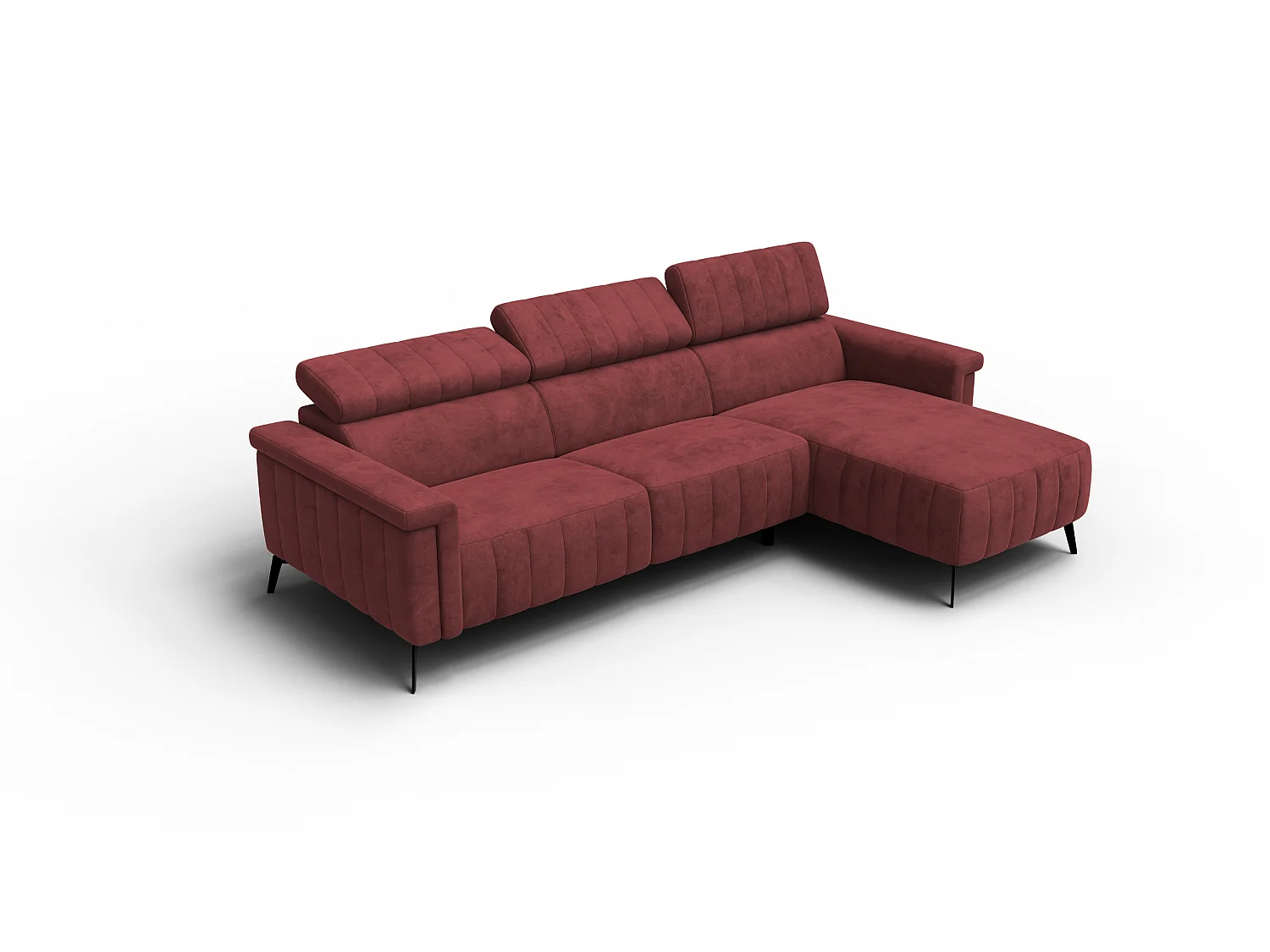 Canapé d'angle 4 places NORDEL, tissu bordeaux