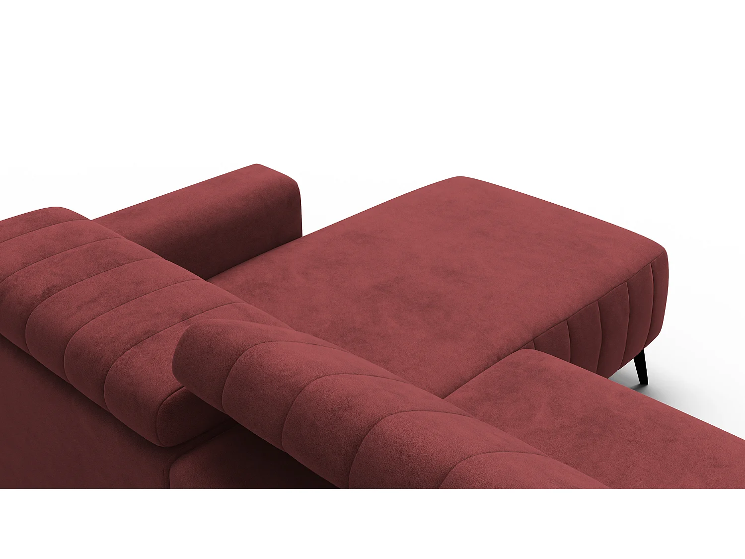 Canapé d'angle 4 places NORDEL, tissu bordeaux