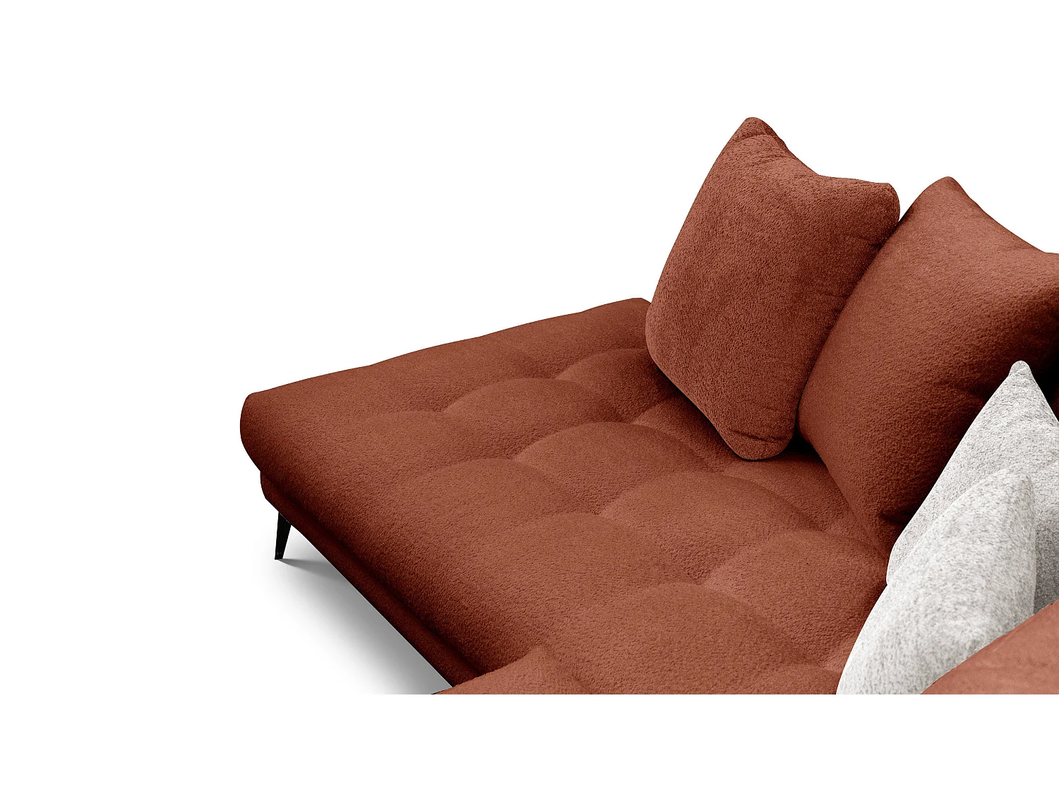 Canapé d'angle 5 places CALME, tissu orange foncé