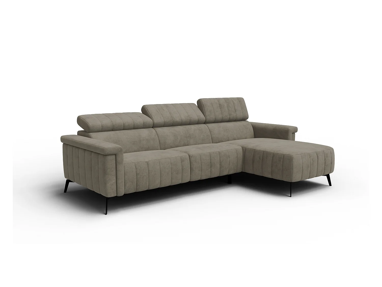 Canapé d'angle 4 places NORDEL, tissu beige foncé