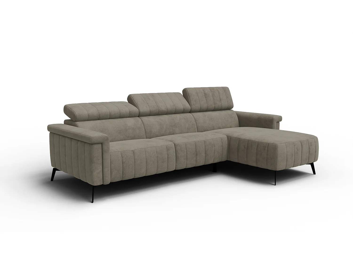 Canapé d'angle 4 places NORDEL, tissu beige foncé