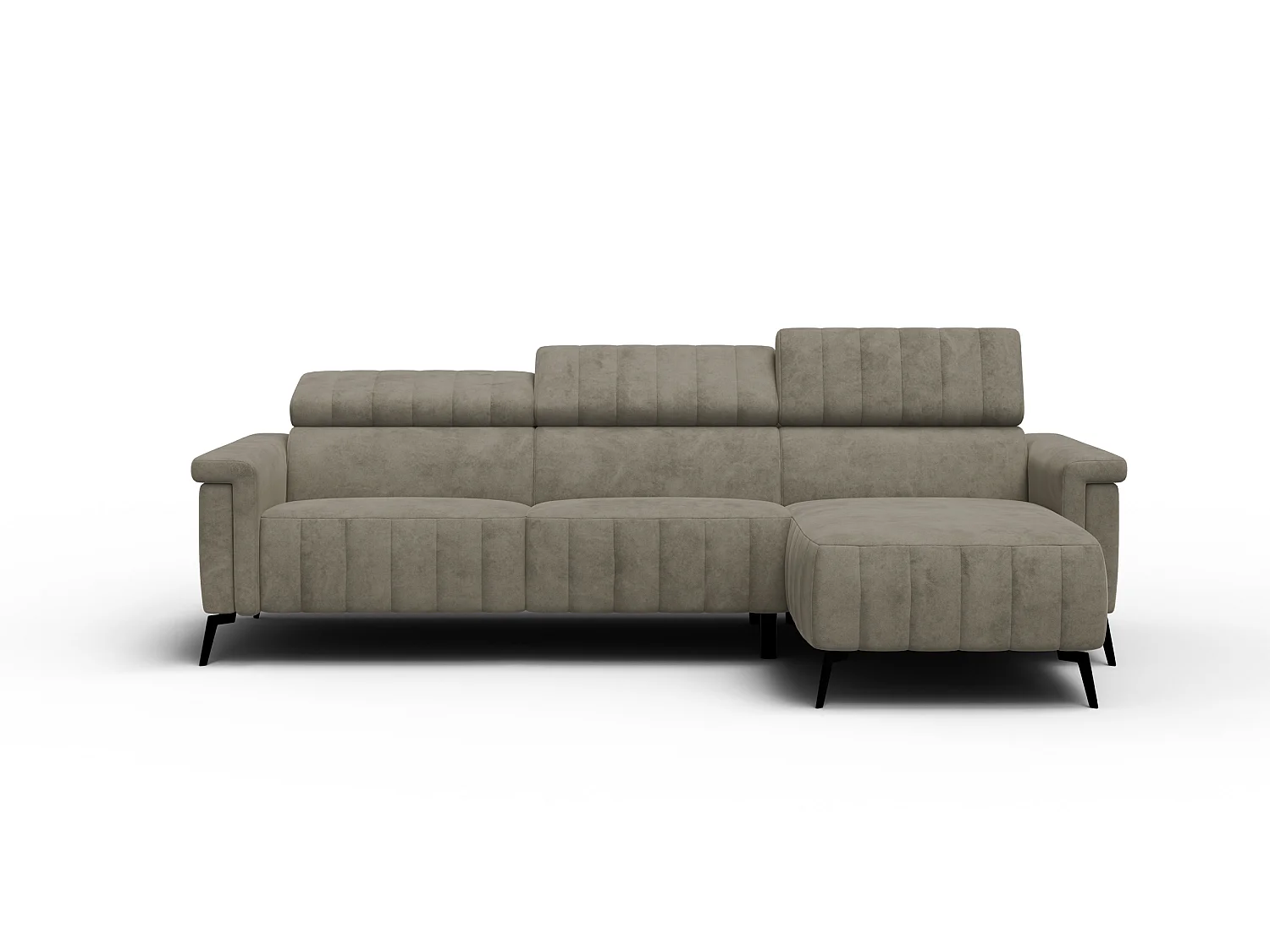 Canapé d'angle 4 places NORDEL, tissu beige foncé