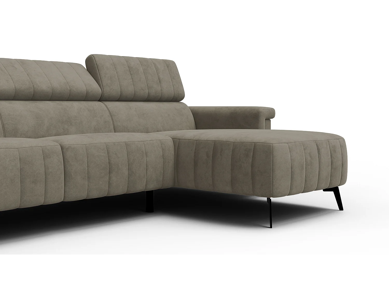 Canapé d'angle 4 places NORDEL, tissu beige foncé