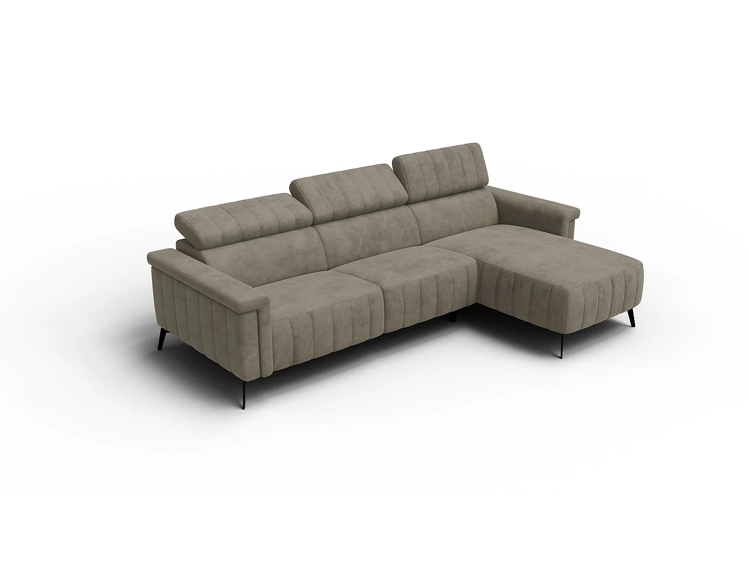 Canapé d'angle 4 places NORDEL, tissu beige foncé