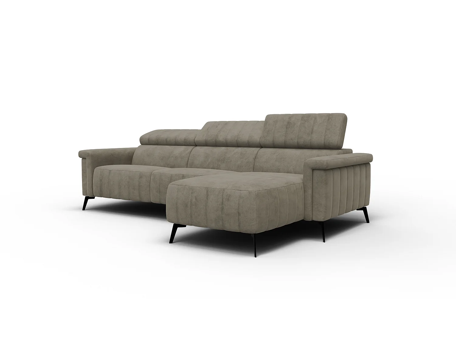 Canapé d'angle 4 places NORDEL, tissu beige foncé