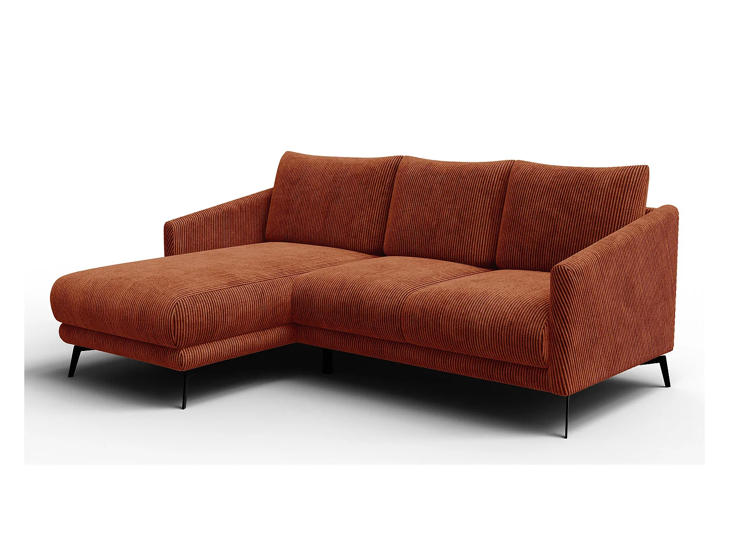 Canapé d'angle gauche 3 places VILT, tissu orange