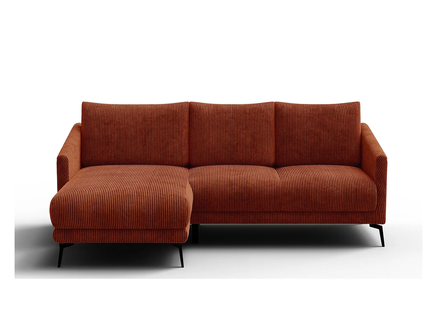 Canapé d'angle gauche 3 places VILT, tissu orange