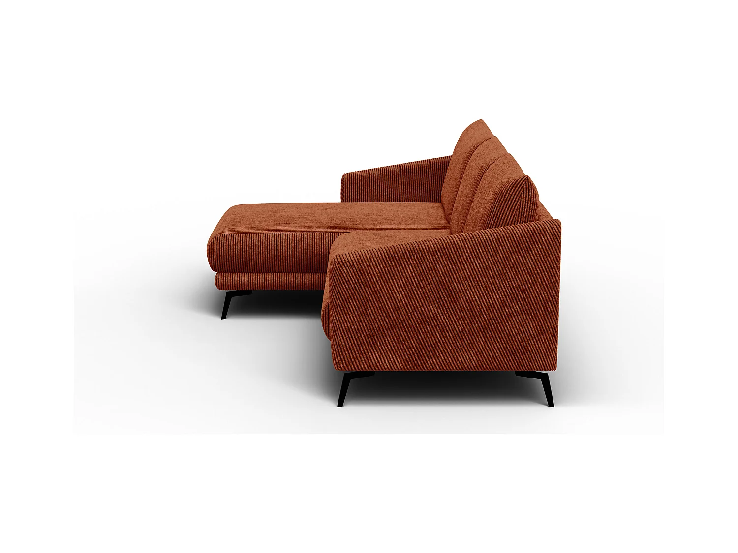 Canapé d'angle gauche 3 places VILT, tissu orange