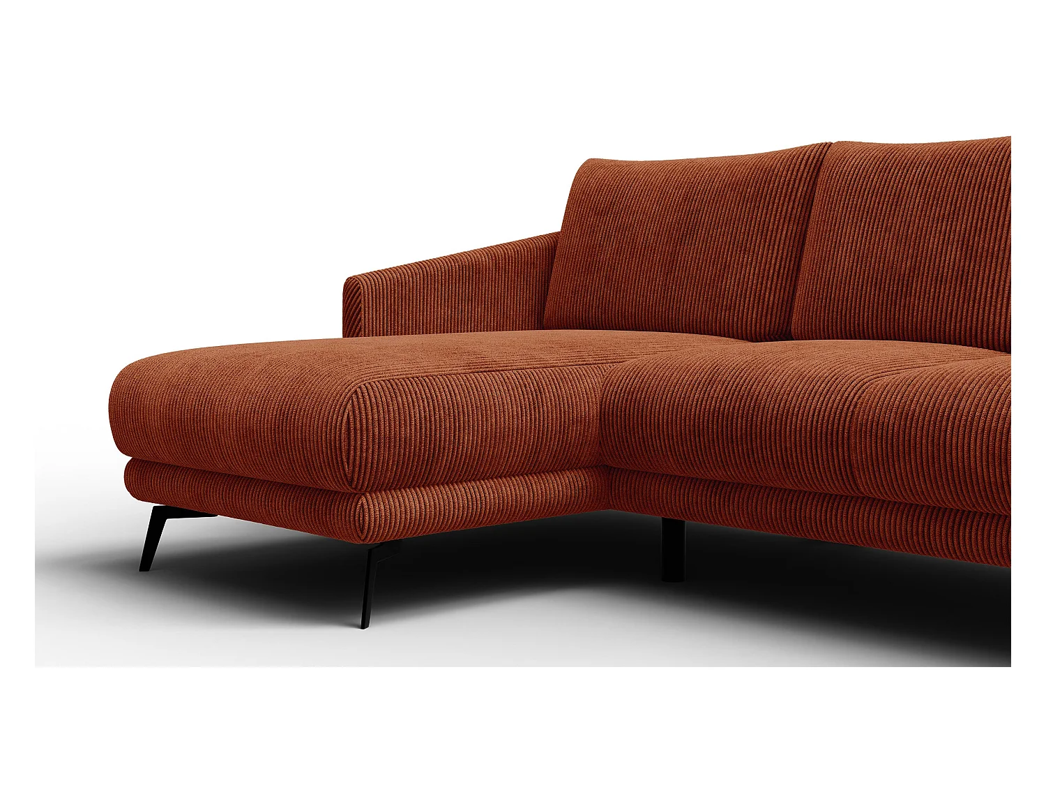 Canapé d'angle gauche 3 places VILT, tissu orange