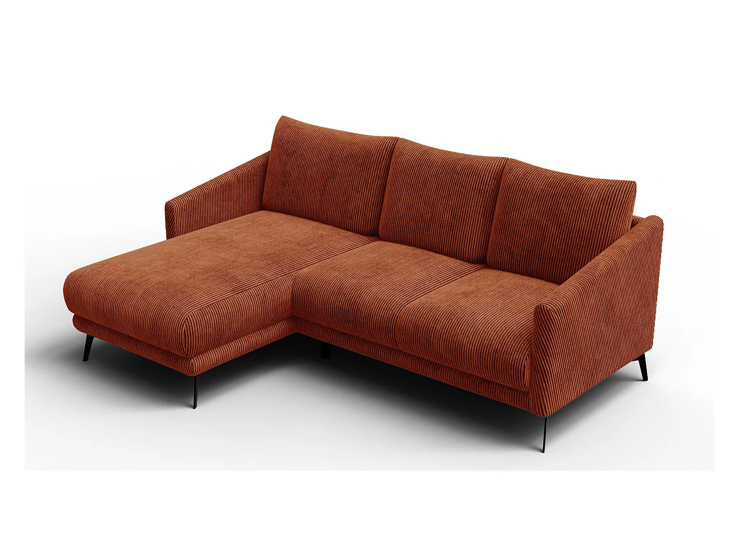 Canapé d'angle gauche 3 places VILT, tissu orange