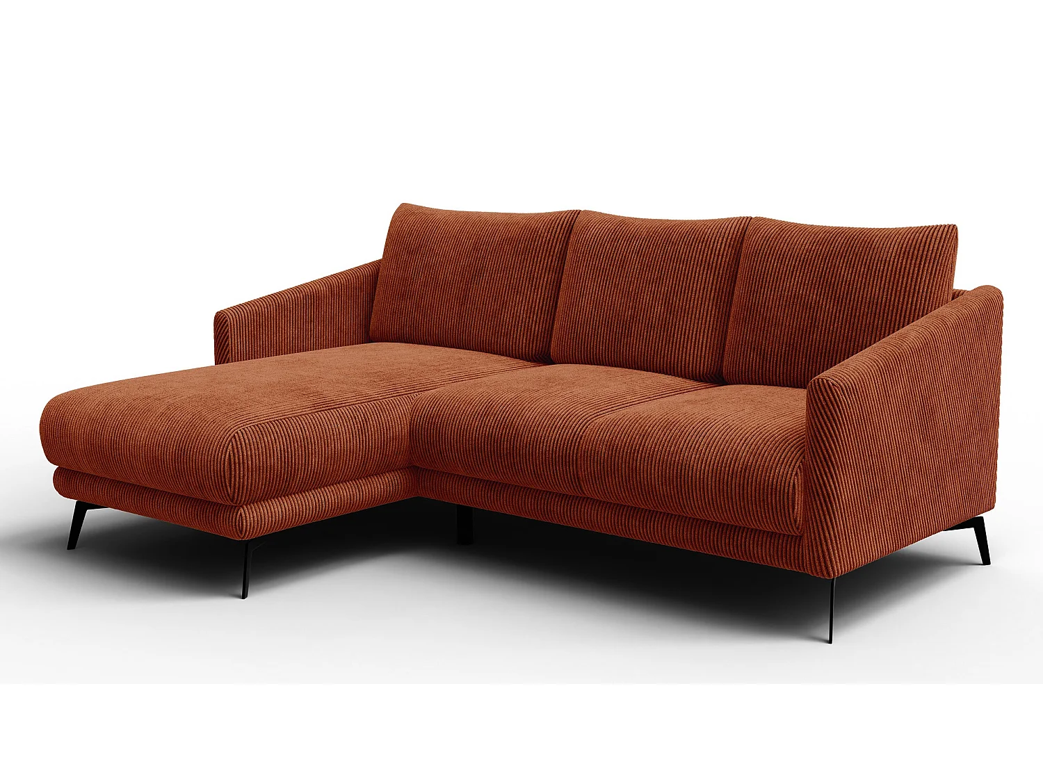 Canapé d'angle gauche 3 places VILT, tissu orange