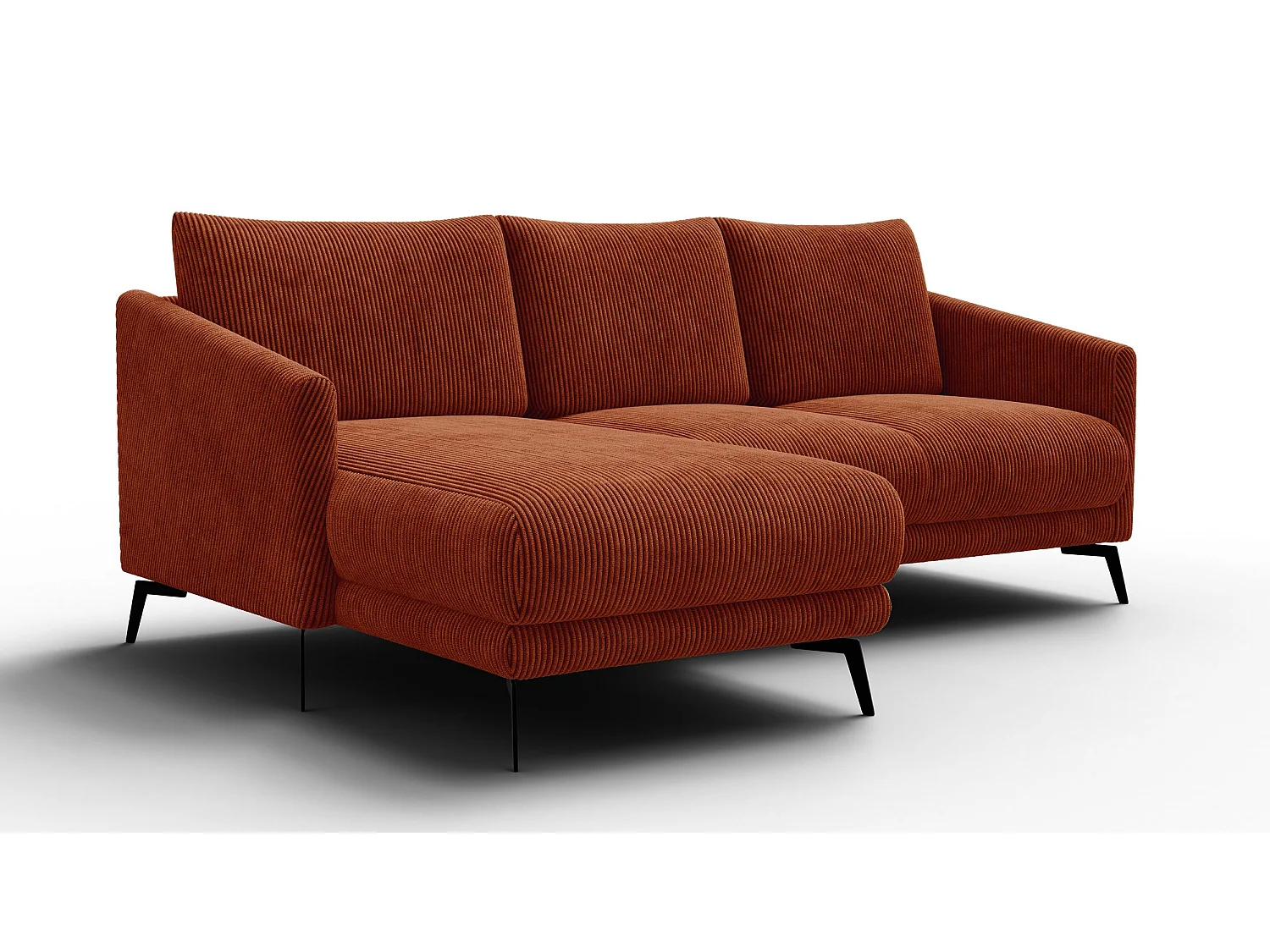 Canapé d'angle gauche 3 places VILT, tissu orange