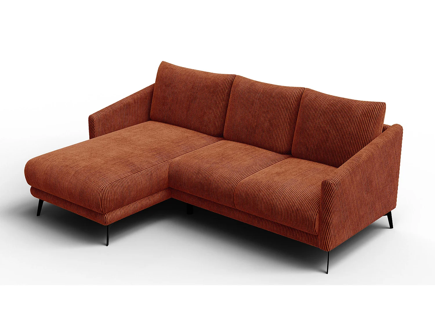 Canapé d'angle gauche 3 places VILT, tissu orange