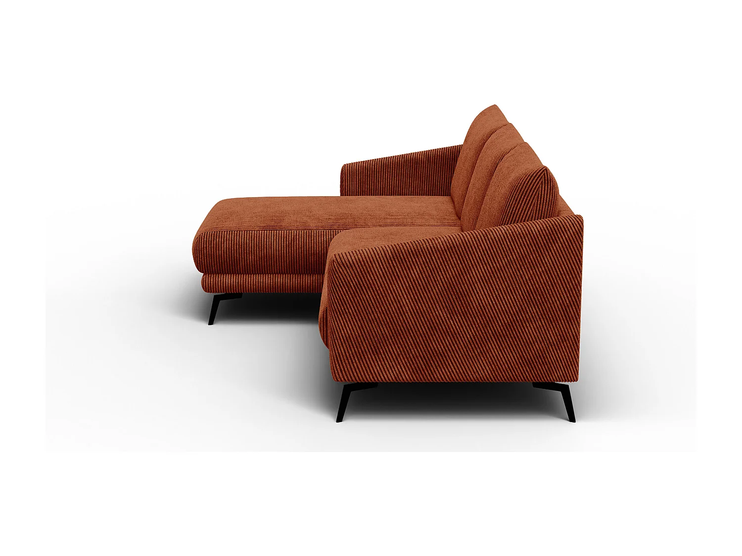 Canapé d'angle gauche 3 places VILT, tissu orange