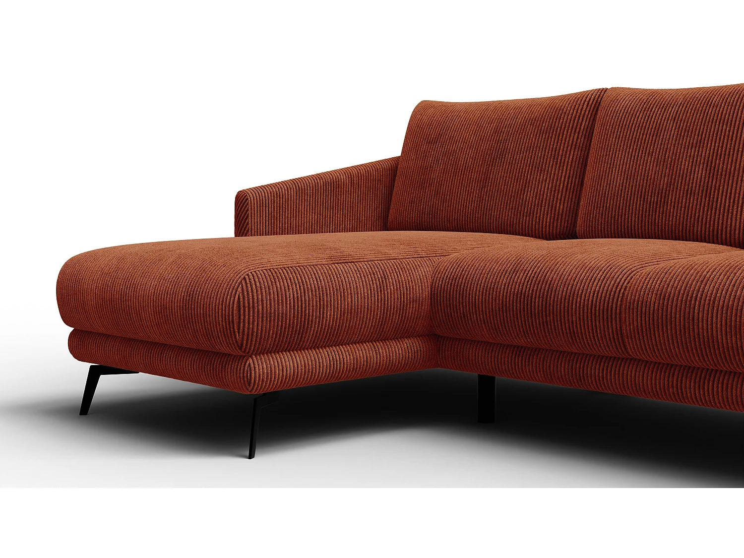 Canapé d'angle gauche 3 places VILT, tissu orange