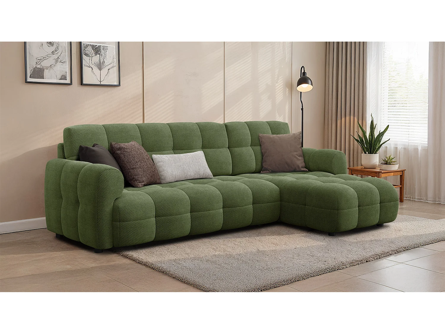 Ecksofa 4-Sitzer rechts MELLOW, olive