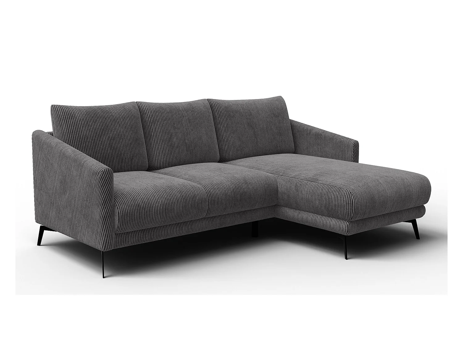 Canapé d'angle droit 3 places VILT, tissu gris foncé