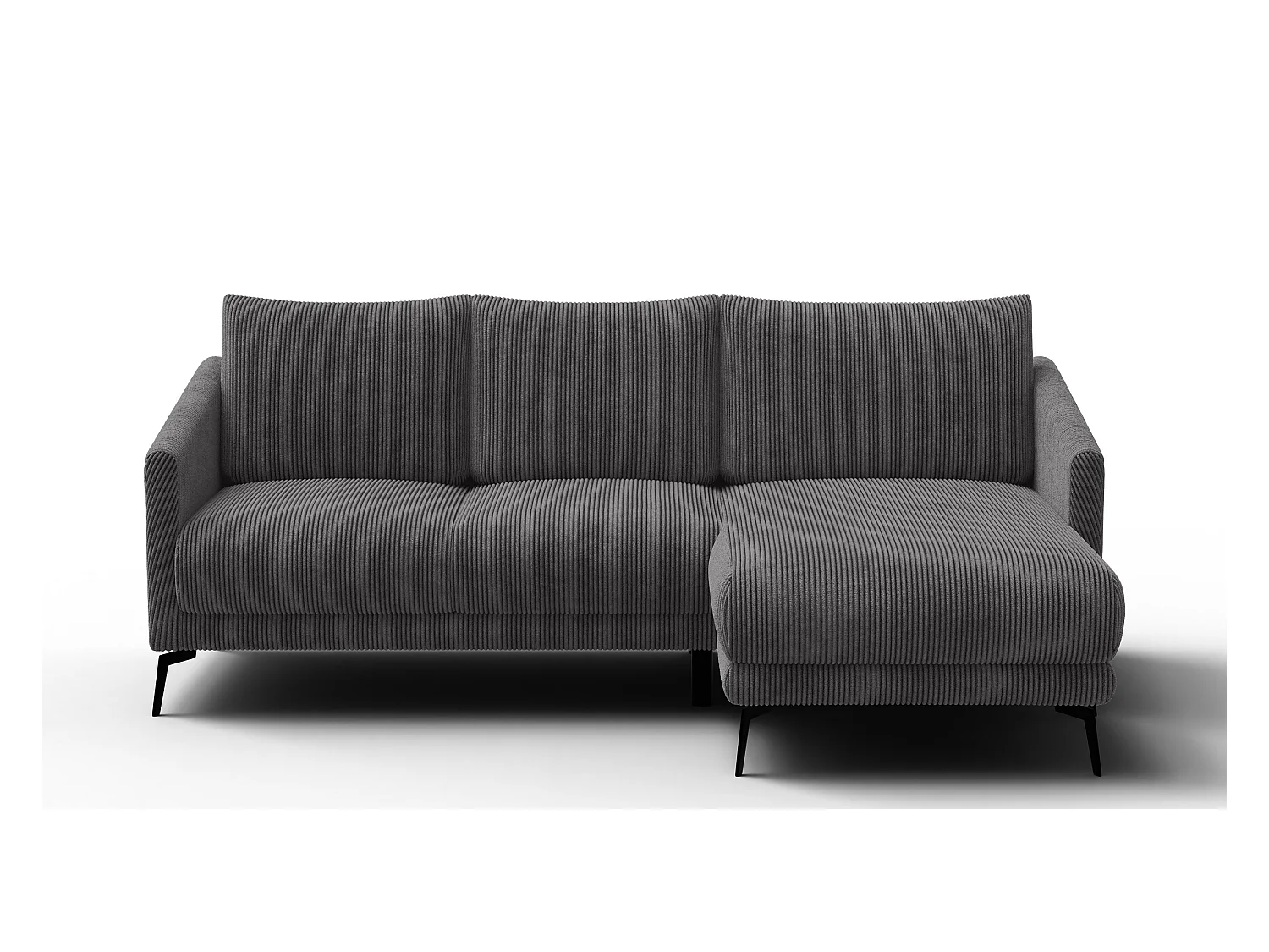 Canapé d'angle droit 3 places VILT, tissu gris foncé