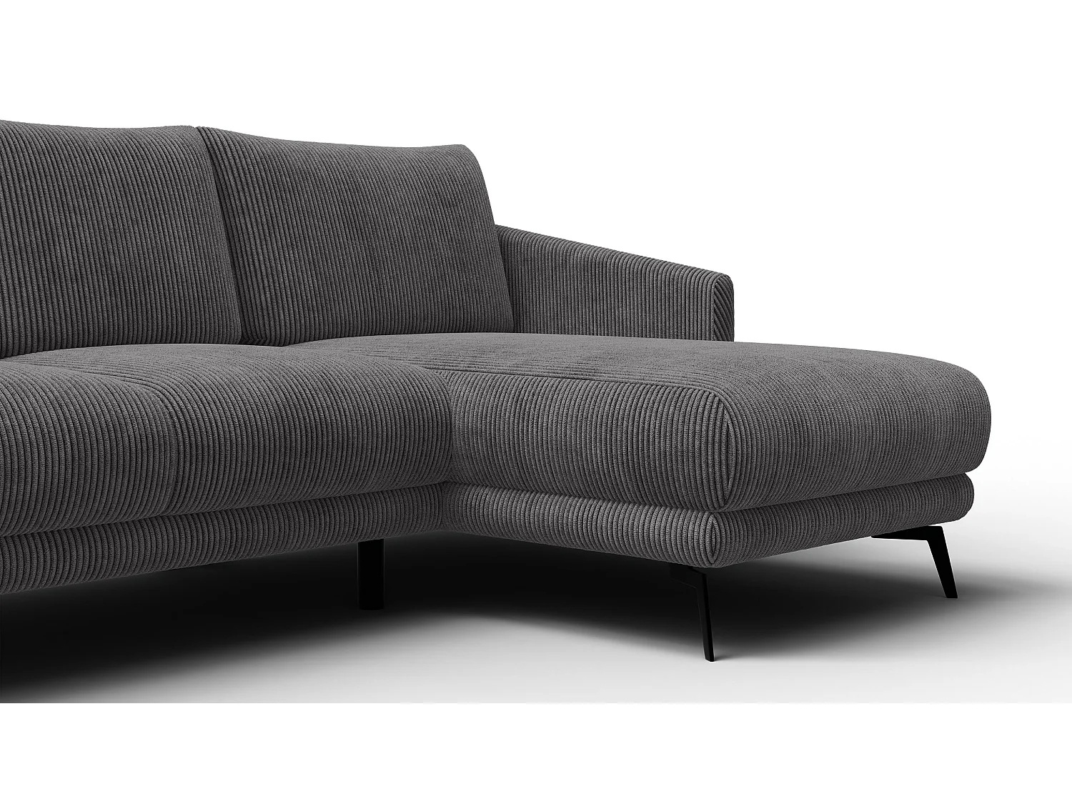 Canapé d'angle droit 3 places VILT, tissu gris foncé