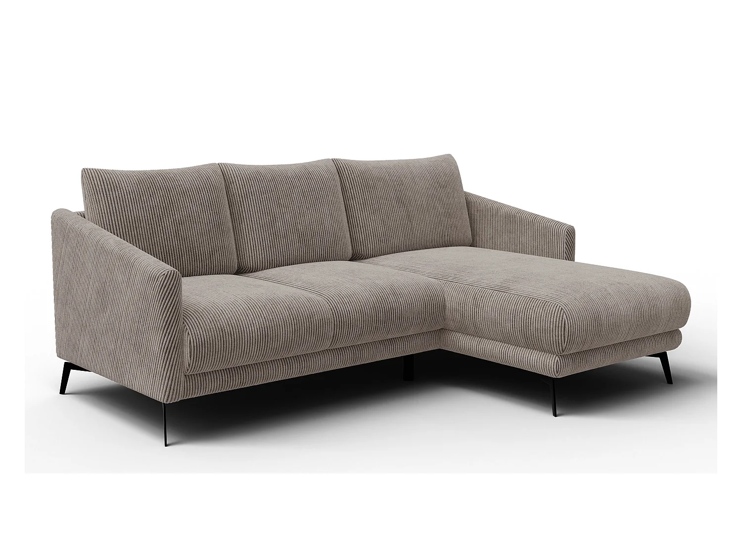 Canapé d'angle droit 3 places VILT, tissu taupe