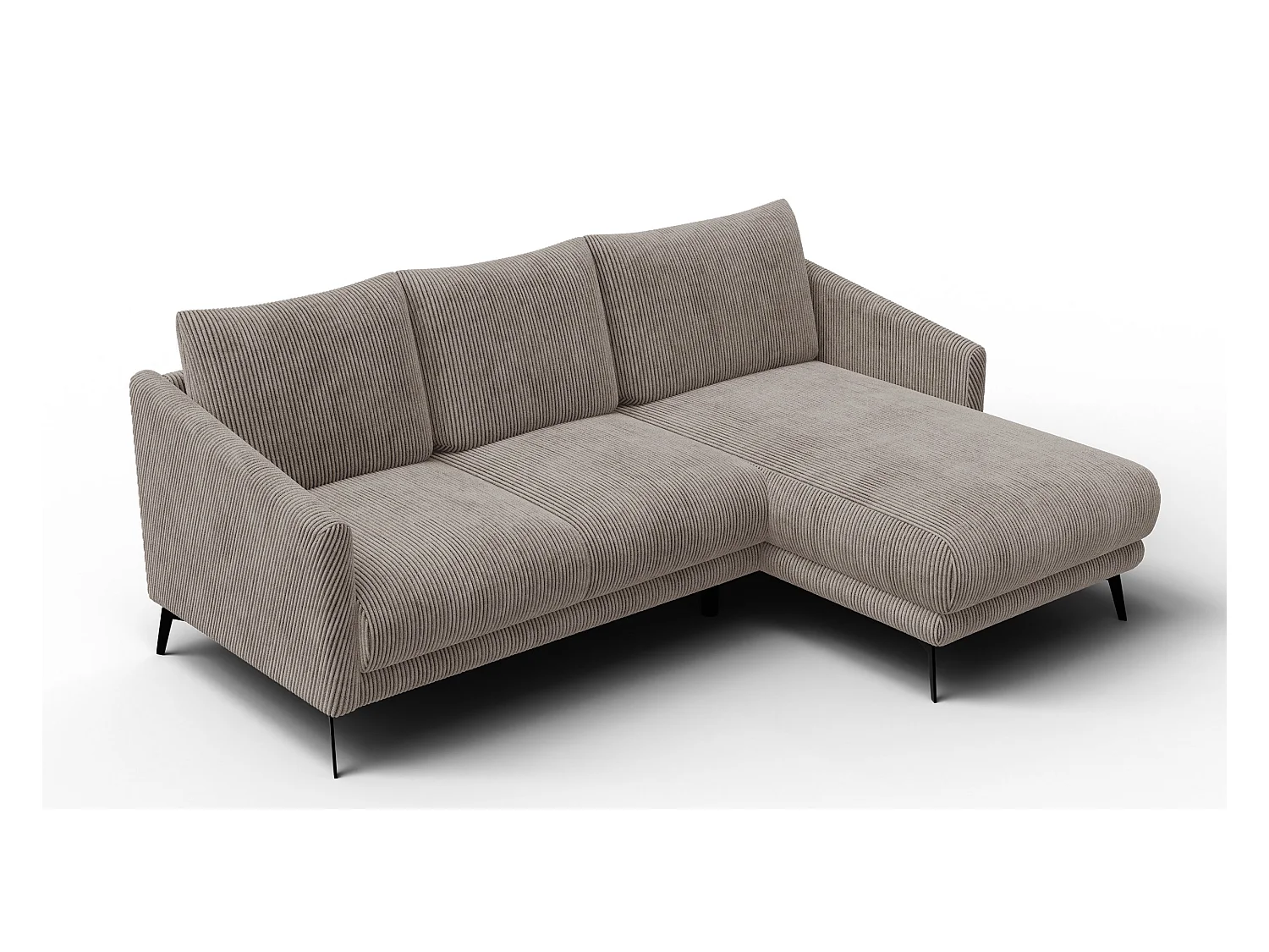 Canapé d'angle droit 3 places VILT, tissu taupe