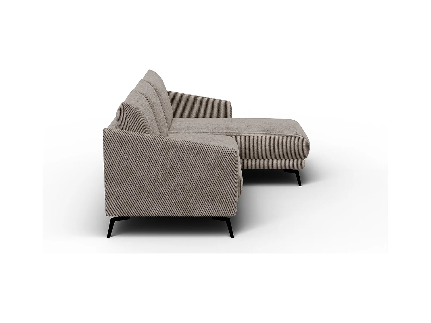Canapé d'angle droit 3 places VILT, tissu taupe