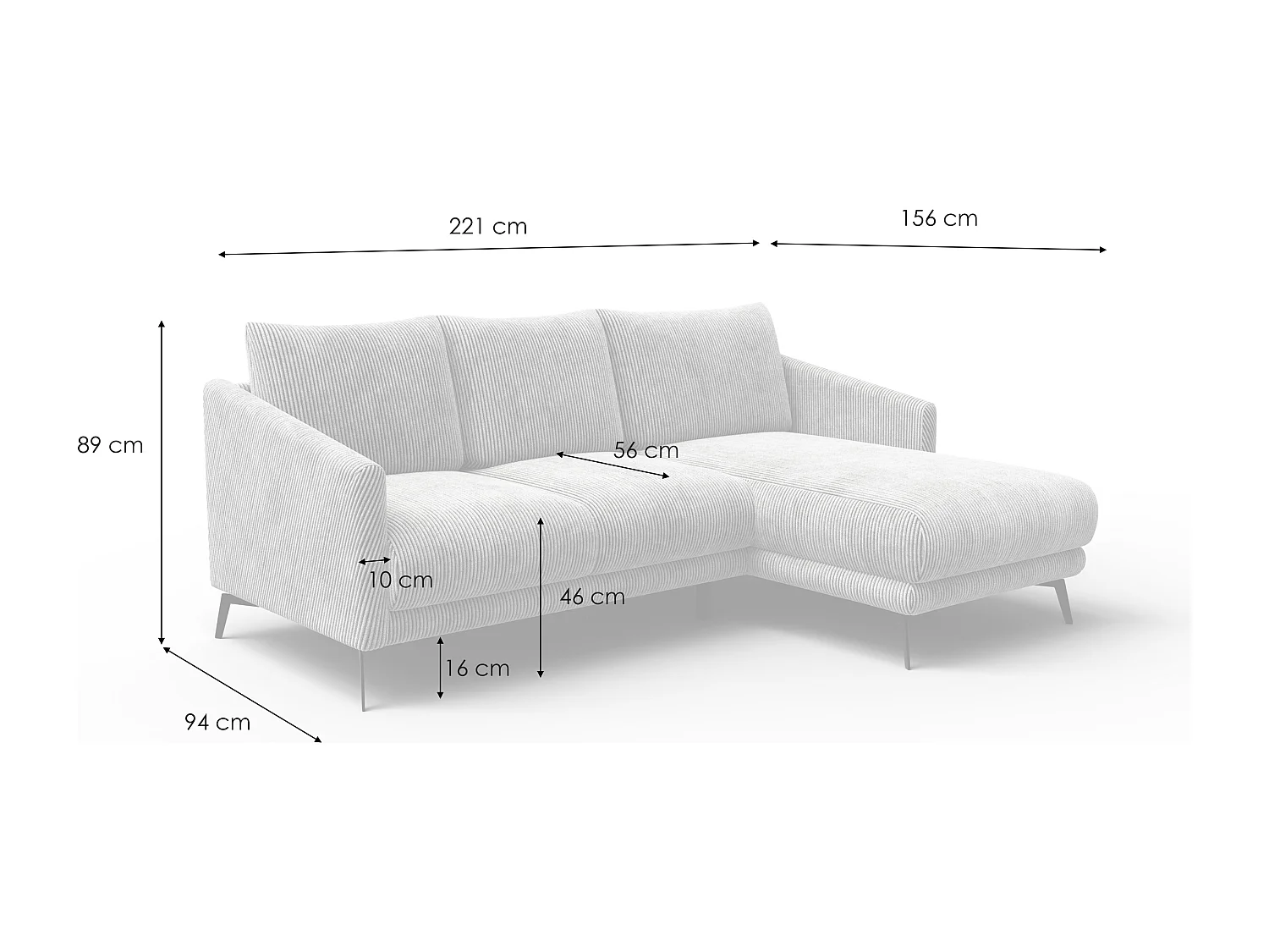 Ecksofa 3-Sitzer rechts VILT, taupe