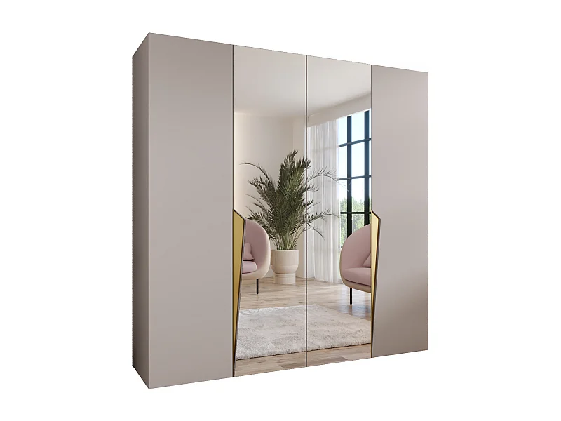 Armoire à portes battantes Piano 2 200 / 202 / 52 (Cachemire + poignées: Gold)