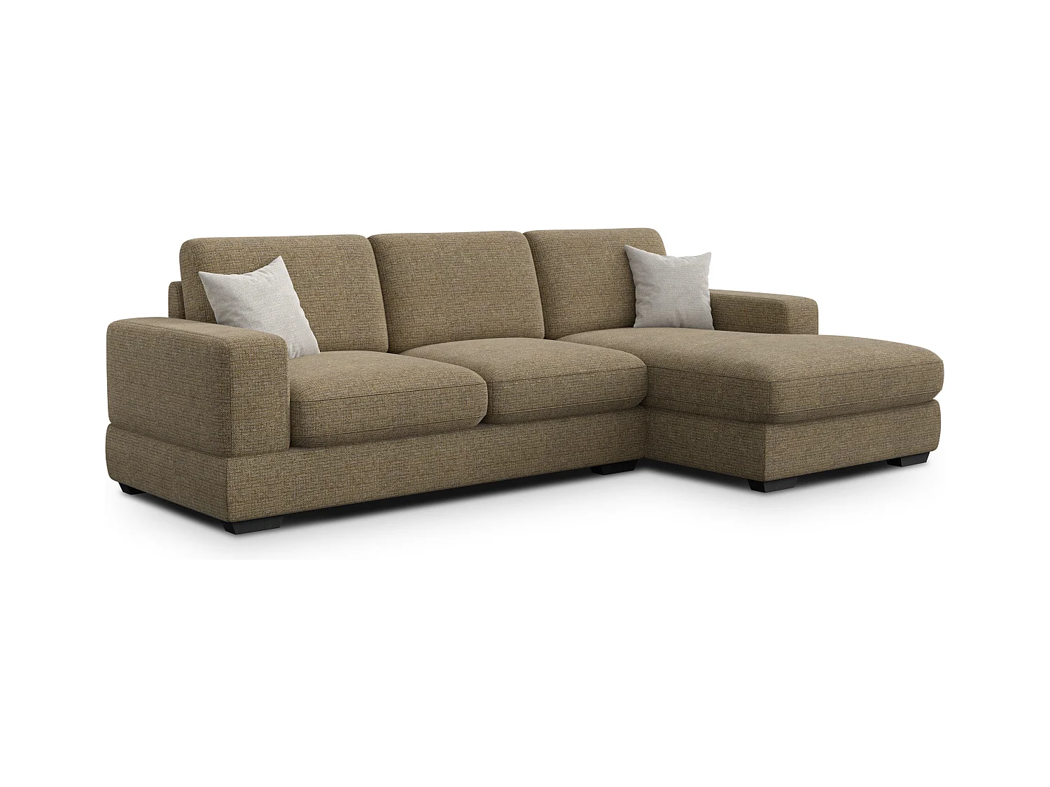 Canapé d'angle droit 4 places OTTO, tissu taupe