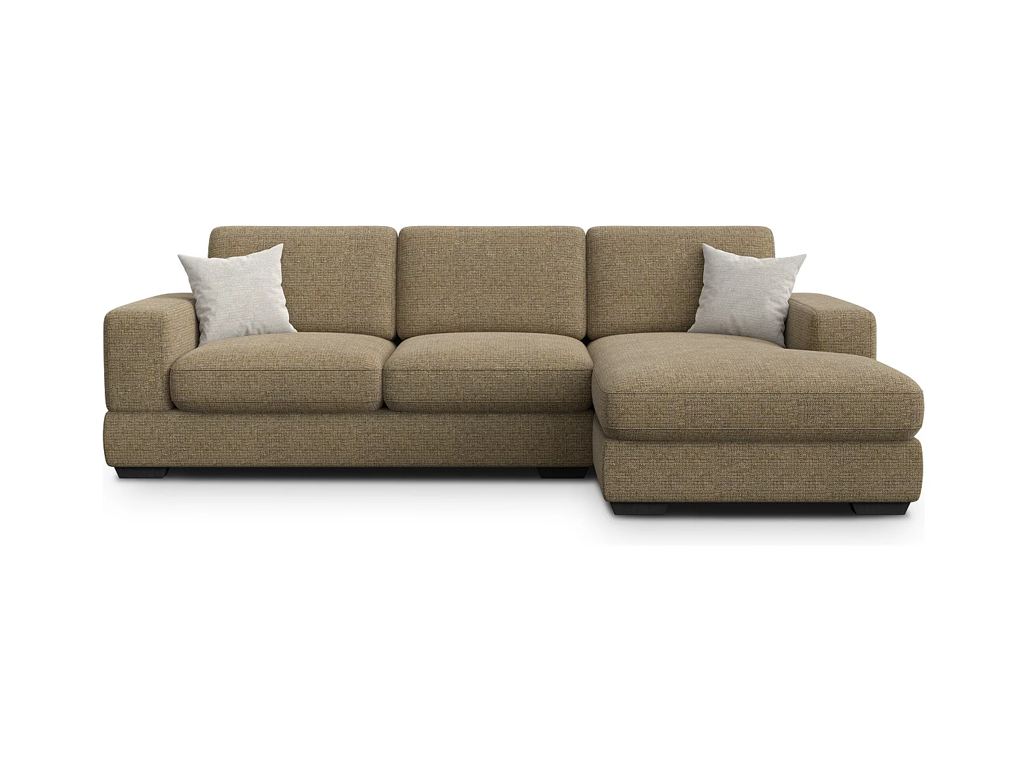 Canapé d'angle droit 4 places OTTO, tissu taupe