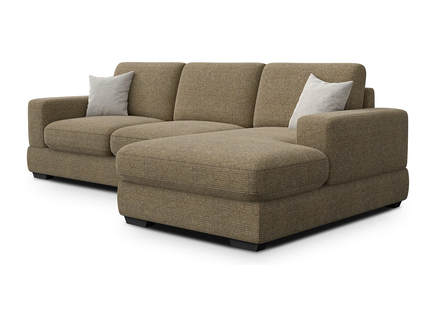 Canapé d'angle droit 4 places OTTO, tissu taupe