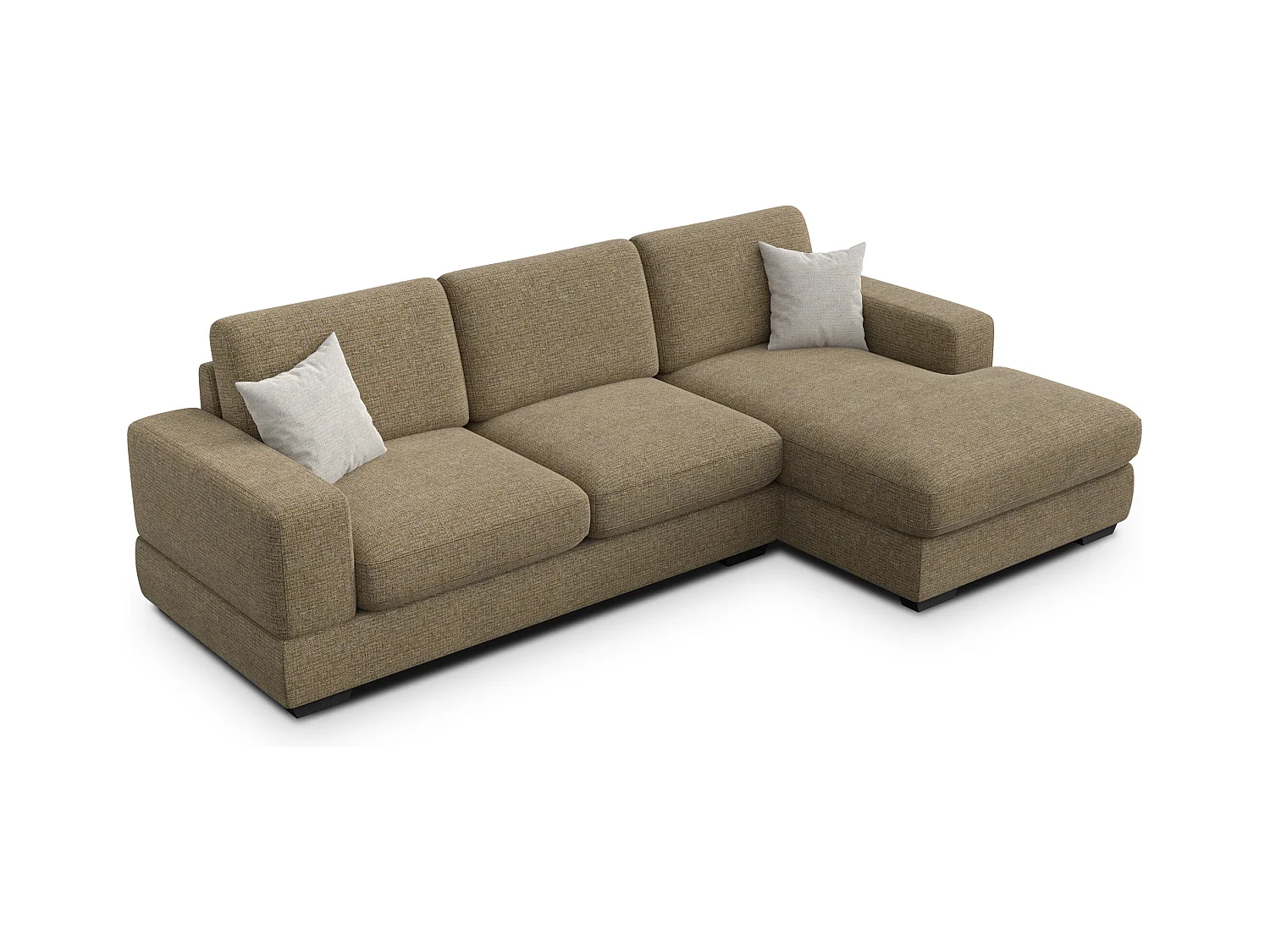 Canapé d'angle droit 4 places OTTO, tissu taupe